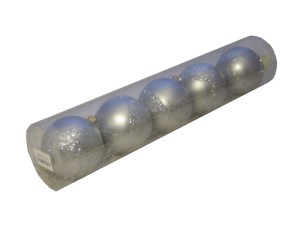 Bombki nietłukące SREBRNE romby 8cm. Tuba 5szt