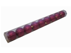 Bombki RÓŻOWE brokatowe 6cm. Tuba 9szt