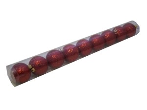 Bombki CZERWONE brokatowe 6cm. Tuba 9szt