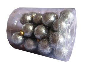 Bombki SREBRNE brokatowe 3cm. W tubie 30szt.