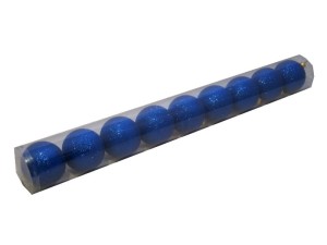 Bombki NIEBIESKIE brokatowe 6cm Tuba 9szt
