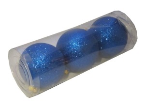 Bombki NIEBIESKIE brokatowe 10cm Tuba 3szt 