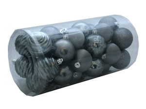 Bombki nietłukące SZARE 6cm Tuba 30szt