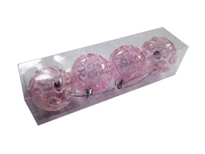 Bombki transparentne RÓŻOWE 6cm. Kostka 4szt.