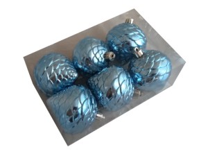 Bombki szyszki NIEBIESKIE 6,7cm | Kostka 6szt. 