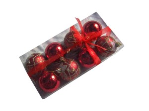 Bombki nietłukące CZERWONE 6cm. W kostce 8szt.