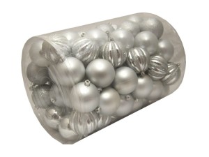 Bombki nietłukące Srebrne 8cm |Tuba 60szt