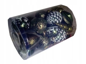 Bombki ZDOBIONE Mix ZIELONE Tuba 28szt