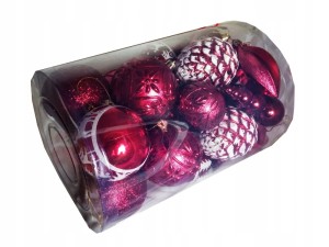 Bombki ZDOBIONE Mix BORDOWE Tuba 28szt