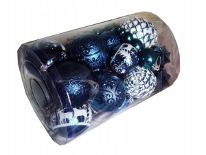 Bombki ZDOBIONE Mix GRANATOWE Tuba 28szt