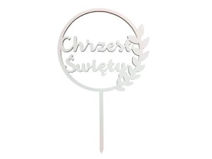 Topper Chrzest Świety 23cm | Biały