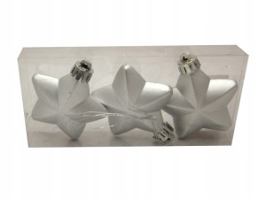 Bombki gwiazdki SREBRNE 6cm | 3szt