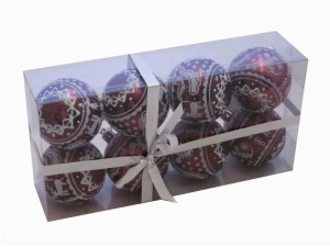 Bombki nietłukące Różowe z wzór 6cm. Kostka 8szt.
