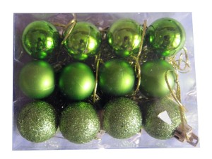 Bombki nietłukące ZIELONE 3cm Kostka 24szt.