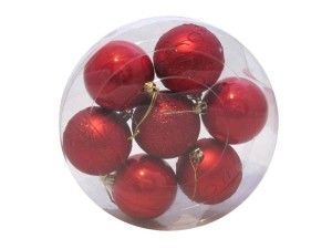 Bombki CZERWONE 8cm. Koło 7 szt.