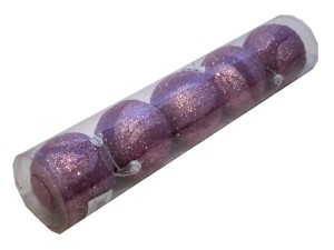 Bombki nietłukące Różowe brokat 8cm. Tuba 5szt