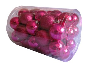 Bombki nietłukące różowe 6cm W tubie 40szt