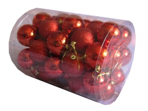 Bombki nietłukące czerwone 6cm W tubie 40szt