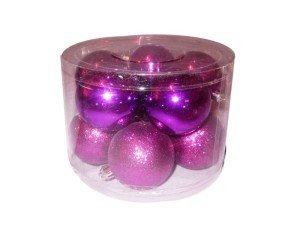 Bombki nietłukące FIOLETOWE 6cm. W tubie 10szt.